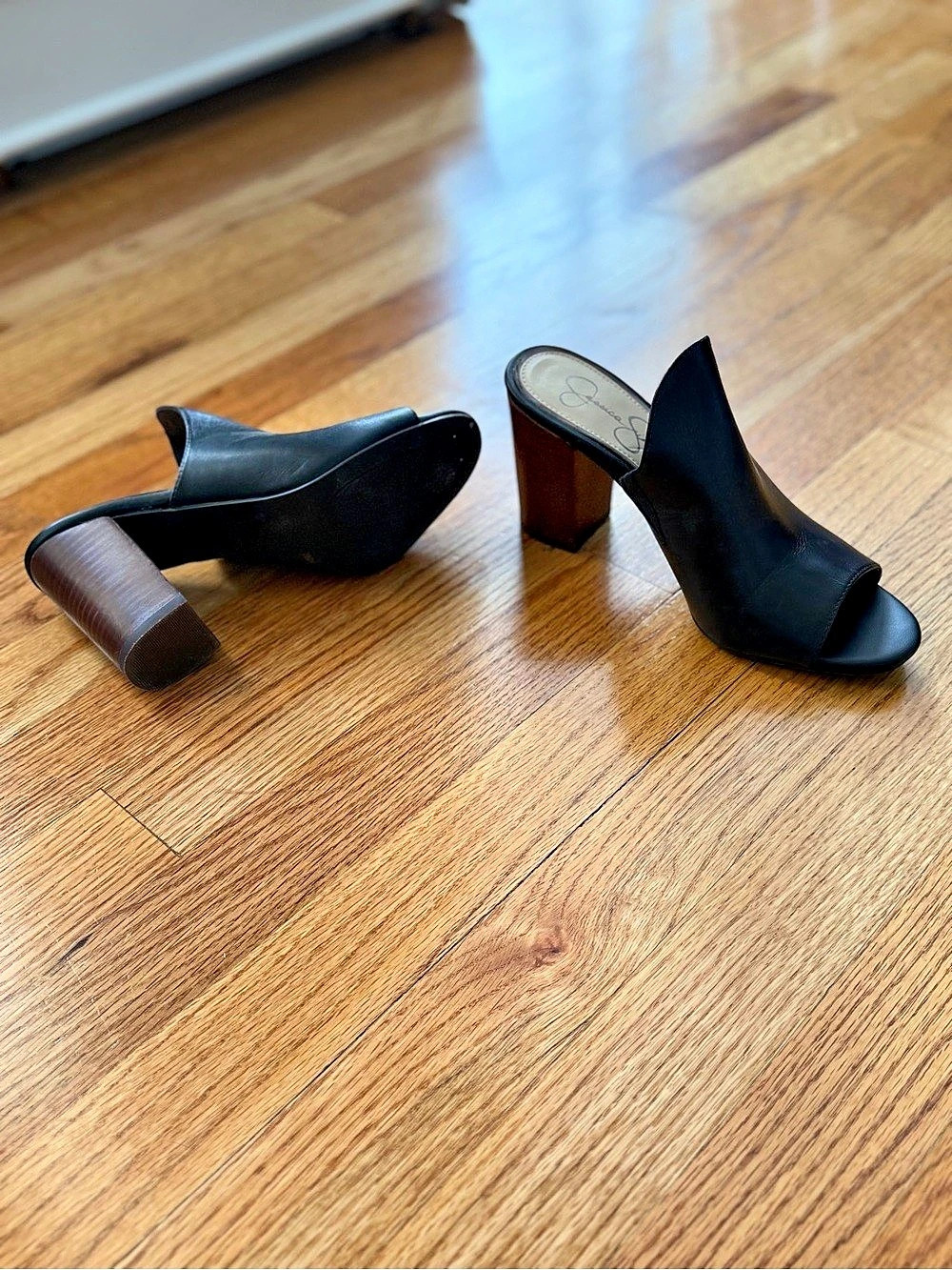 Jessica Simpson Shelbie Platform Slide Mules Black & Brown